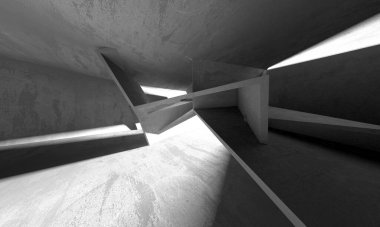 Soyut mimari iç plan. Boş beton oda. 3d hazırlayıcı