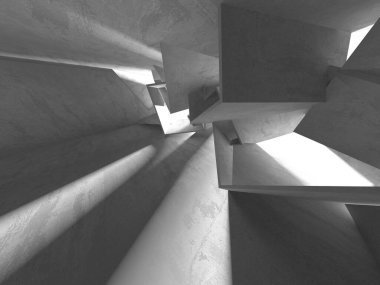 Soyut mimari arka plan. İçi boş beton döşeme. 3d hazırlayıcı