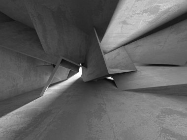 Soyut mimari iç plan. Boş beton oda. 3d hazırlayıcı