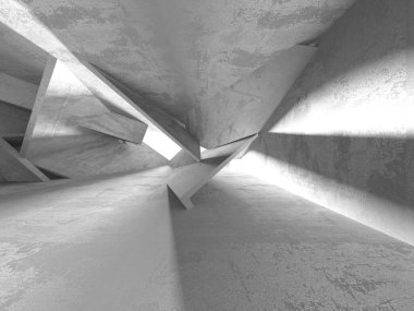 Soyut mimari iç plan. Boş beton oda. 3d hazırlayıcı