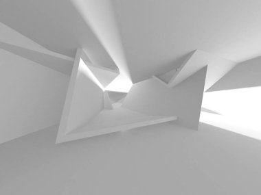 Beyaz Modern Arkaplan. Soyut Bina Konsepti. 3d Hazırlama