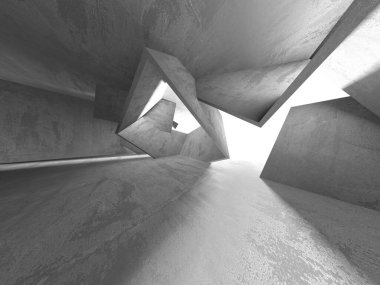 Soyut mimari arka plan. İçi boş beton döşeme. 3d hazırlayıcı