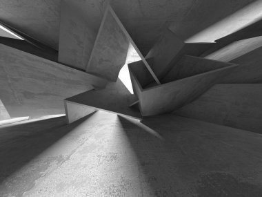 Soyut mimari iç plan. Boş beton oda. 3d hazırlayıcı