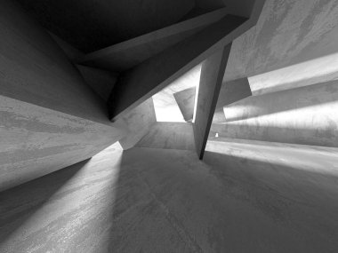 Soyut mimari iç plan. Boş beton oda. 3d hazırlayıcı