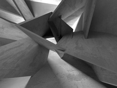 Soyut mimari iç plan. Boş beton oda. 3d hazırlayıcı