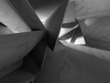 Soyut mimari iç plan. Boş beton oda. 3d hazırlayıcı