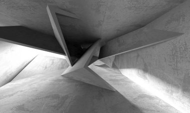 Soyut mimari iç plan. Boş beton oda. 3d hazırlayıcı