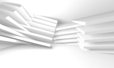 Beyaz Modern Arkaplan. Soyut Bina Konsepti. 3d Hazırlama