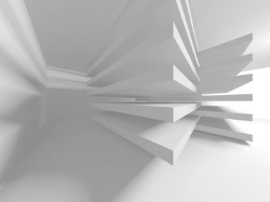 Beyaz Modern Arkaplan. Soyut Bina Konsepti. 3d Hazırlama