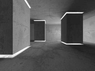 Soyut mimari iç plan. Boş beton oda. 3d hazırlayıcı