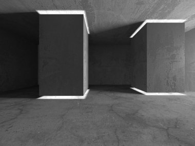 Soyut mimari iç plan. Boş beton oda. 3d hazırlayıcı