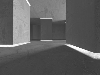 Soyut mimari iç plan. Boş beton oda. 3d hazırlayıcı