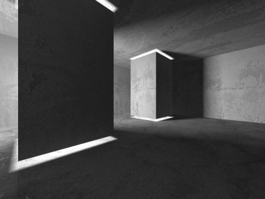 Soyut mimari iç plan. Boş beton oda. 3d hazırlayıcı