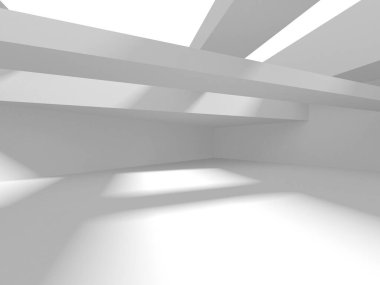 Aydınlatılmış koridor iç tasarımı. Boş Oda İç mimarisi. 3 Boyutlu Hazırlama