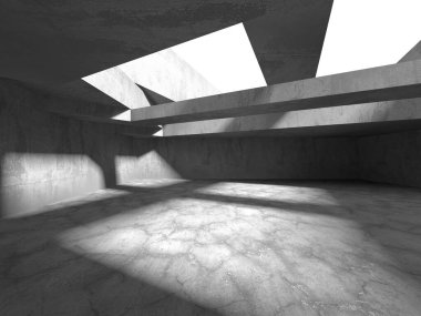 Soyut mimari iç plan. Boş beton oda. 3d hazırlayıcı