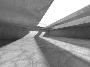 Soyut mimari iç plan. Boş beton oda. 3d hazırlayıcı