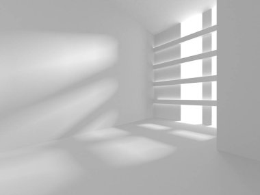 Aydınlatılmış koridor iç tasarımı. Boş Oda İç mimarisi. 3 Boyutlu Hazırlama