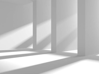 Aydınlatılmış koridor iç tasarımı. Boş Oda İç mimarisi. 3 Boyutlu Hazırlama