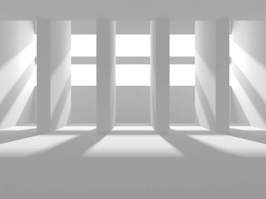 Beyaz Modern Arkaplan. Soyut Bina Konsepti. 3d Hazırlama