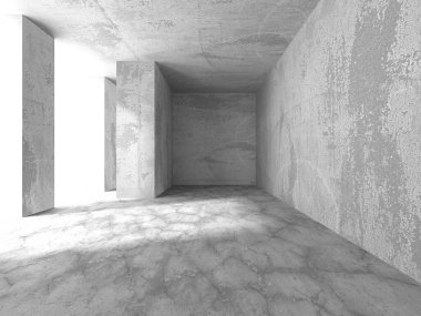 Soyut mimari iç plan. Boş beton oda. 3d hazırlayıcı