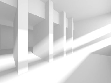 Beyaz Modern Arkaplan. Soyut Bina Konsepti. 3d Hazırlama