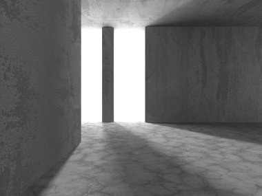 Soyut mimari iç plan. Boş beton oda. 3d hazırlayıcı