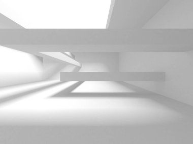 Aydınlatılmış koridor iç tasarımı. Boş Oda İç mimarisi. 3 Boyutlu Hazırlama