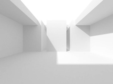 Beyaz Modern Arkaplan. Soyut Bina Konsepti. 3d Hazırlama
