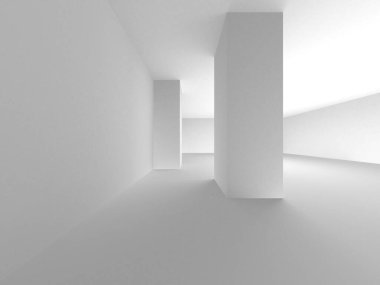 Beyaz Modern Arkaplan. Soyut Bina Konsepti. 3d Hazırlama