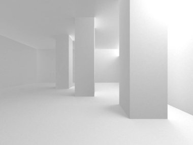 Aydınlatılmış koridor iç tasarımı. Boş Oda İç mimarisi. 3 Boyutlu Hazırlama