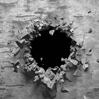 Beton duvarda çatlak var. Grunge 'un geçmişi. 3d resimleme