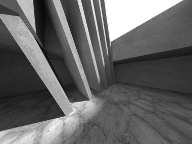 Soyut mimari iç plan. Boş beton oda. 3d hazırlayıcı