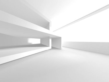 Beyaz Modern Arkaplan. Soyut Bina Konsepti. 3d Hazırlama