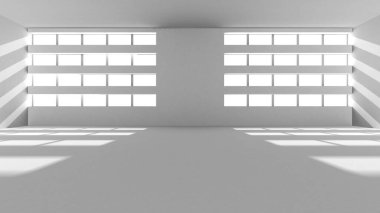 Beyaz Modern Arkaplan. Soyut Bina Konsepti. 3d Hazırlama