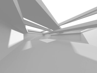 Aydınlatılmış koridor iç tasarımı. Boş Oda İç mimarisi. 3 Boyutlu Hazırlama