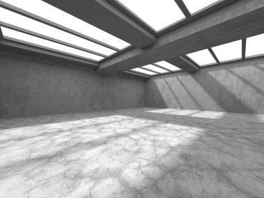 Soyut mimari iç plan. Boş beton oda. 3d hazırlayıcı