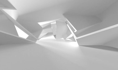 Soyut Beyaz Mimari Tasarım Konsepti. 3d Görüntüleme