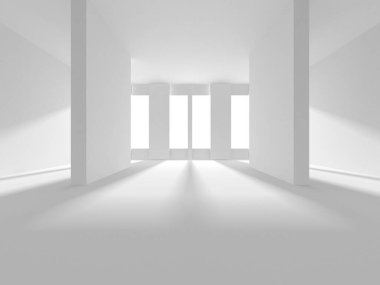 Soyut Beyaz Mimari Tasarım Konsepti. 3d Görüntüleme