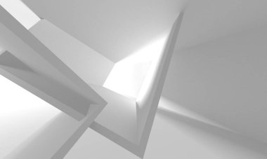 Soyut Beyaz Mimari Tasarım Konsepti. 3d Görüntüleme