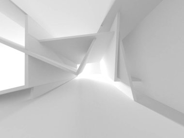 Soyut Beyaz Mimari Tasarım Konsepti. 3d Görüntüleme