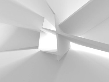 Soyut Beyaz Mimari Tasarım Konsepti. 3d Görüntüleme