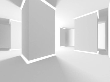 Soyut Beyaz Mimari Tasarım Konsepti. 3d Görüntüleme