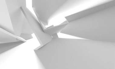Soyut Beyaz Mimari Tasarım Konsepti. 3d Görüntüleme