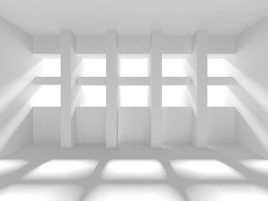 Soyut Beyaz Mimari Tasarım Konsepti. 3d Görüntüleme