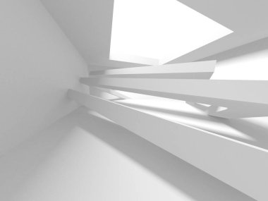 Soyut Beyaz Mimari Tasarım Konsepti. 3d Görüntüleme