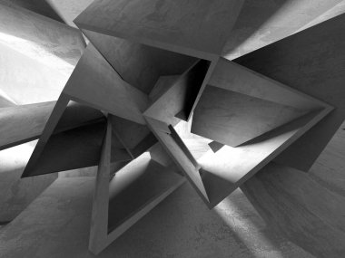 Dark Beton Duvar Mimarisi. Boş Oda. 3d Görüntüleme