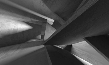 Dark Beton Duvar Mimarisi. Boş Oda. 3d Görüntüleme