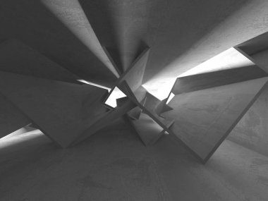 Dark Beton Duvar Mimarisi. Boş Oda. 3d Görüntüleme