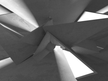 Dark Beton Duvar Mimarisi. Boş Oda. 3d Görüntüleme