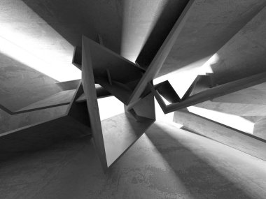 Dark Beton Duvar Mimarisi. Boş Oda. 3d Görüntüleme
